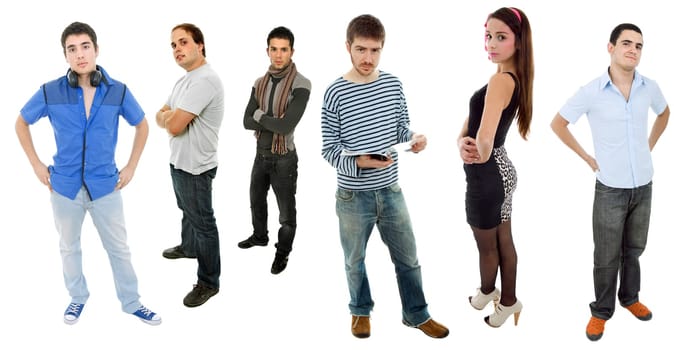 group of teens full lenght, isolated on white