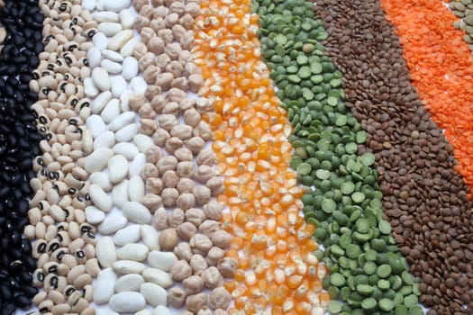 Various seeds and grains close up