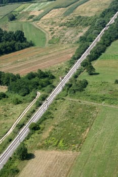 Railroad and green field