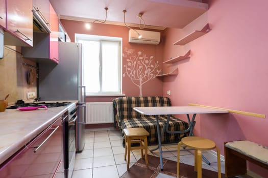 Modern nice habitable kitchen of a small small apartment