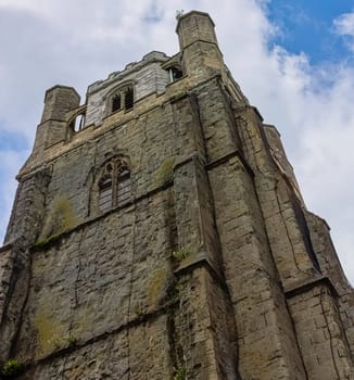 Chichester Cathedral (Cathedral Church of the Holy Trinity) free-standing medieval bell tower known as campanile in Chichester, West Sussex, United Kingdom on 14 July 2019