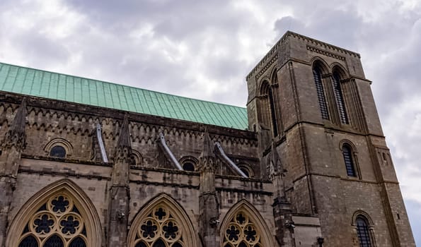 Chichester Cathedral, formally known as the Cathedral Church of the Holy Trinity in Chichester, West Sussex, United Kingdom on 14 July 2019