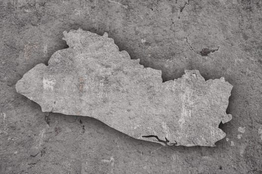 Map of El Salvador on weathered concrete