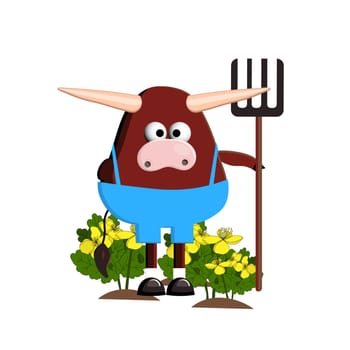 Bull character, cartoon bull. Symbol 2021. ox. Cute bull illustration on a white background.