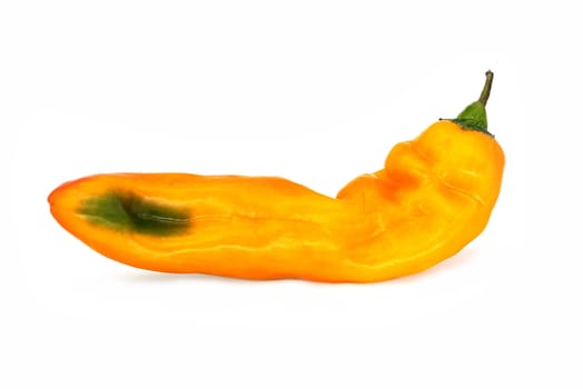 Chili On White Background, close up of bell pepper