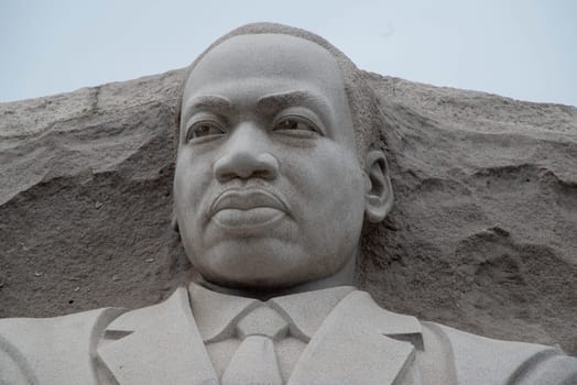 Washington, DC, USA / 9/24/2020: Dr. Martin Luther King Jr. Monument. Natural light, pale blue sky.