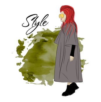Beautiful stylish girl or woman in a coat.