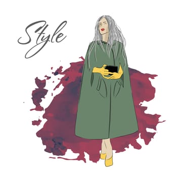A modern autumn look. Fashion and Style. Beautiful stylish girl or woman in a coat.