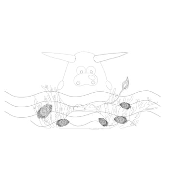 coloring page. ox. cow or bull cute character