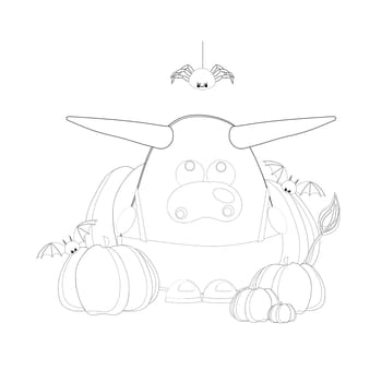 coloring page. ox year 2021 cow or bull