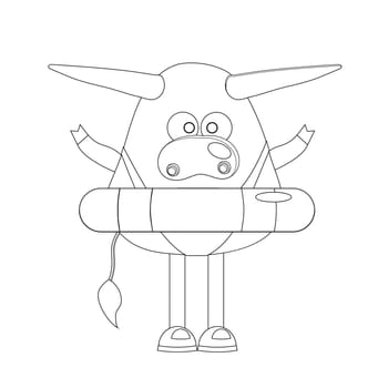 coloring page. ox. cow or bull cute character