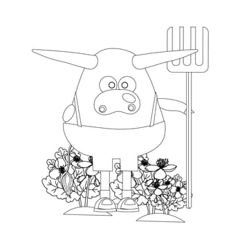 coloring page. ox year 2021 cow or bull