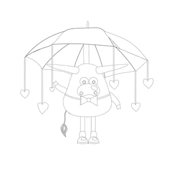 coloring page. ox. cow or bull. vector illustration symbol 2021