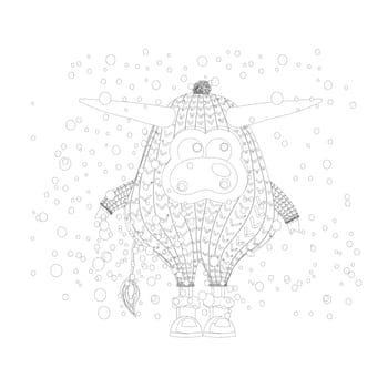 coloring page. ox year 2021 cow or bull