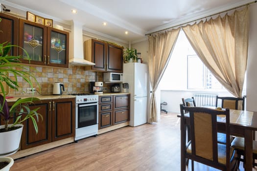 General view of the classic style in the interior of the kitchen