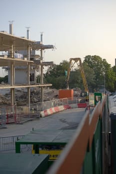 SHEFFIELD, UNITED KINGDOM, 17th September, 2020: Vertical image of demolition and excavator, overlooking from the left hand side of Whitham road.