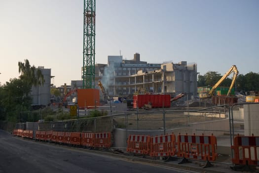 SHEFFIELD, UNITED KINGDOM, 17th September, 2020: Rear view of sheffield uni social science hub demolition, from Northumberland road looking south