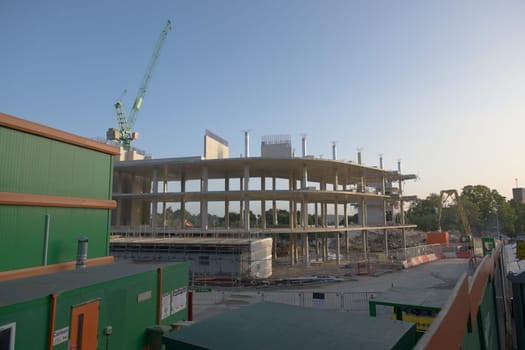 SHEFFIELD, UNITED KINGDOM, 17th September, 2020: Wide angle of the whole BAM construction site for the new university social sciences building. NE