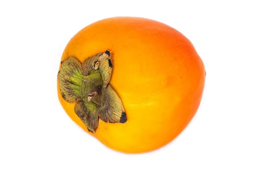 Persimmon Fruit, close up of tropical fruit on white background