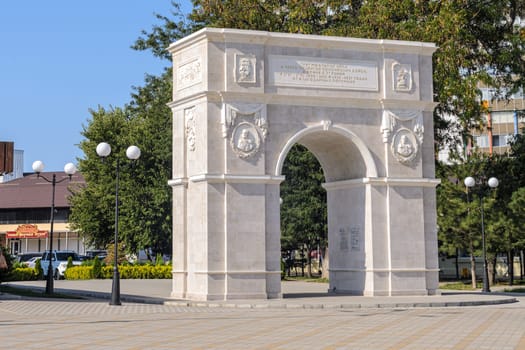 Anapa, Russia - 17 September 2020: View of the Arc de Triomphe in honor of the victory in the Russian-Turkish war in Anapa