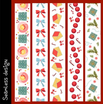 Festive border, template set. A large collection of congratulatory borders, ornaments, brushes. Abstract geometric dividers, sseasonal symbols design elements.