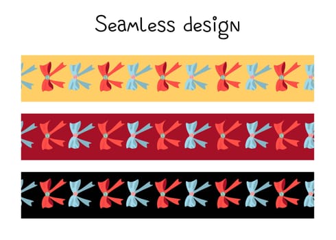 Trending colors New Year and Christmas 2021. Festive ribbon for gift wrapping. Seamless border, tape repeating.