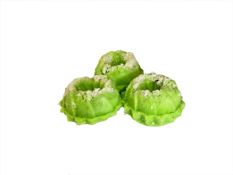 Pandan chiffon cake or Cake Pandan isolated on white background
