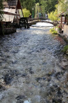 Blue water river in Travnik, Bosnia and Herzegovina