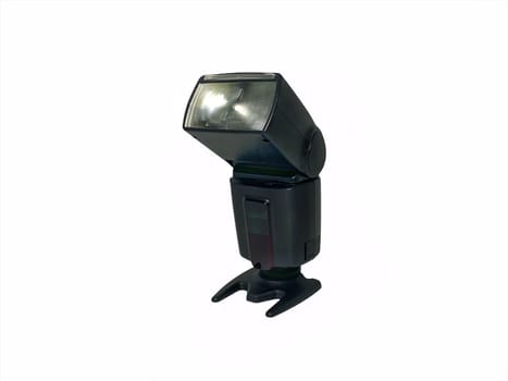 Camera flashgun isolated on white background