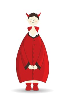 Krampus. Character of Norse mythology. St. Nicolas day. Little imp isolated on a white background. Vector illustration.