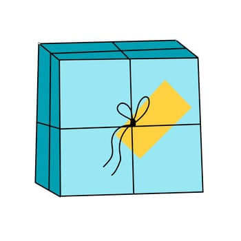 Gift box blue isolated on white. Vector illustration.
