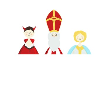 St. Nicholas Day greeting poster. Winter holiday postcard.