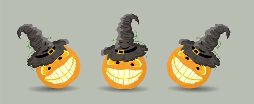 Halloween pumpkin isolated on white background. Vector illustration.