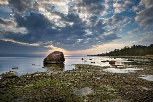 evening view at the sea with beautiful sky