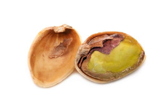 Pistachio Close Up, roasted snack on white background