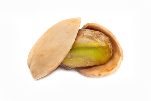 Pistachio Close Up, roasted snack on white background