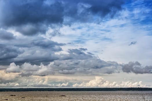 Blue sky with clouds at the baltic sea