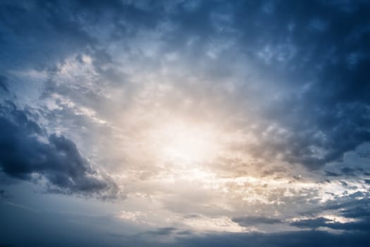 Dramatic clouds at evening sky in summer