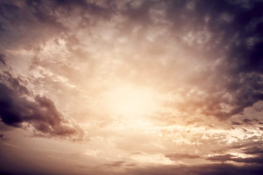 Dramatic clouds at evening sky in summer