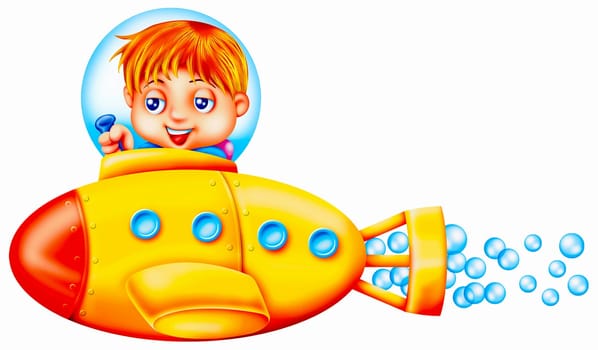 a digitally illustrated cute cartoon, boy