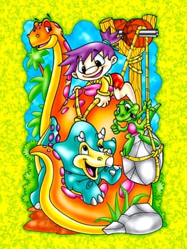 Cute and colorful dinosaurs