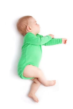 baby boy sleeping isolated on white background