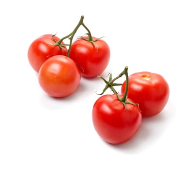 group of red tomatoes isolated on white background