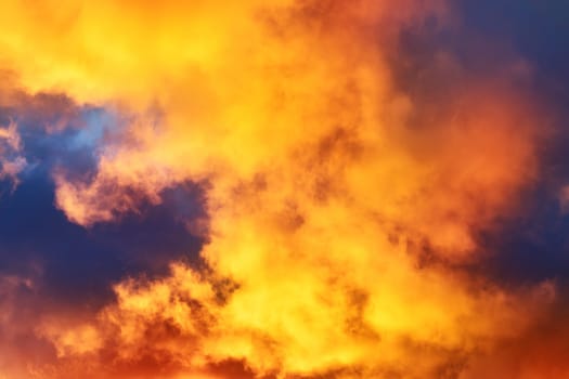 Dramatic clouds in late evening in summer