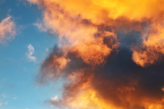 Dramatic clouds in late evening in summer
