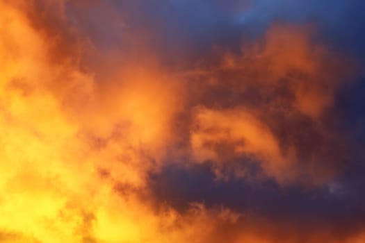 Dramatic clouds in late evening in summer