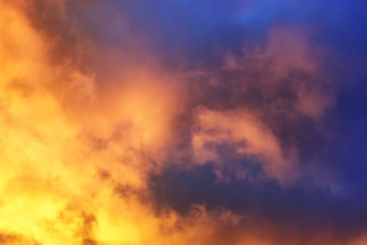 Dramatic clouds in late evening in summer