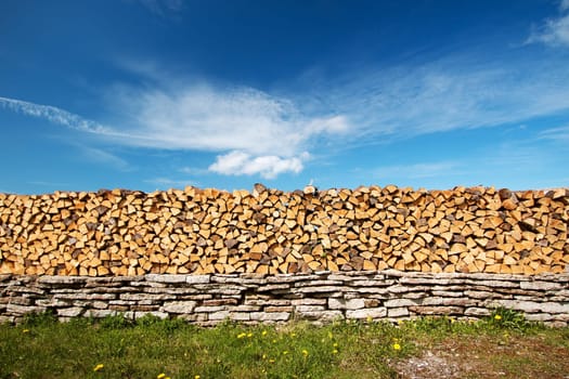 view to firewood outdoors on sunny day