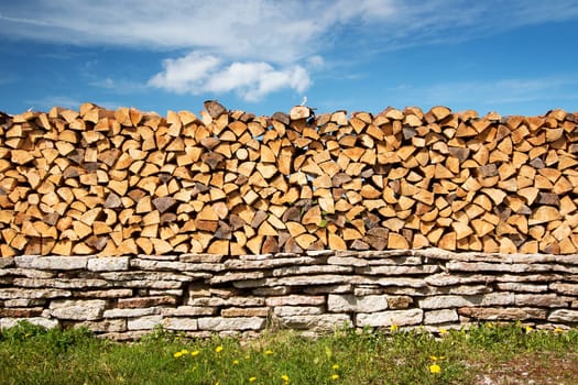 view to firewood outdoors on sunny day