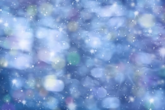 Blurred blue christmas background with beautiful bokeh